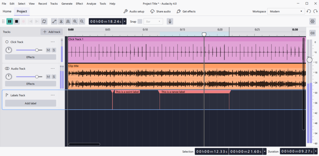 Audacity ekran görüntüsü 1