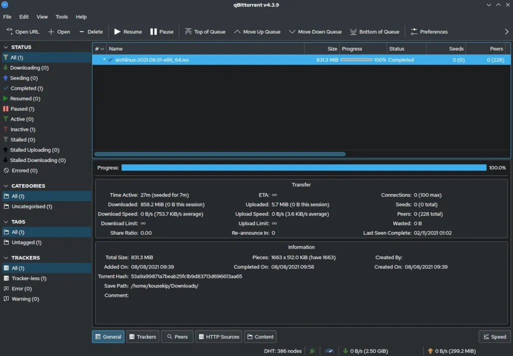 qBittorrent ekran görüntüsü 5