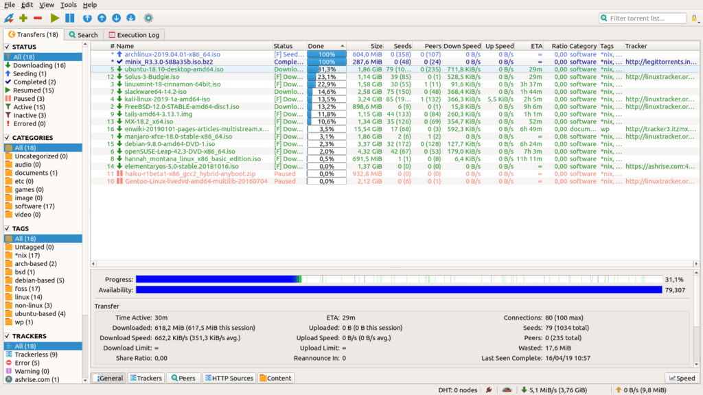 qBittorrent ekran görüntüsü 8